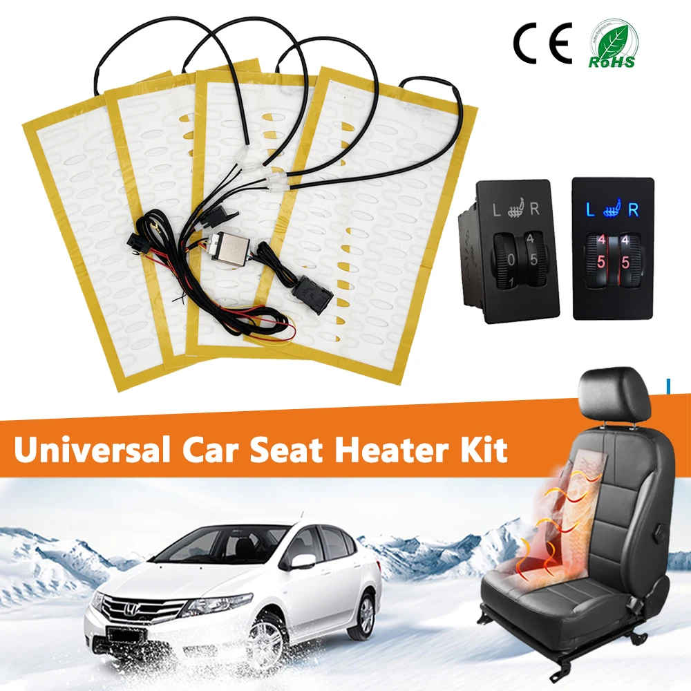 12V Car Seat Heater Kit Fit 2 Seats Alloy Wire Fast Heating Pads 5-Level... - £25.04 GBP+