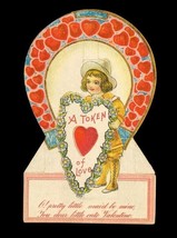 Vintage Estate Paper Valentines Day A Token of Love Horseshoe Greeting Card - £8.55 GBP