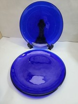 Vintage Cobalt Royal Blue Glass Dinner Plate 3 Pc Set 10.25&quot; - $31.30