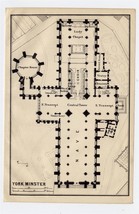 1906 Original Antique Plan Of York Minster Cathedral / England - £19.22 GBP