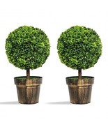2 Pieces 24 Inch Artificial Boxwood Topiary Ball Tree for House and Offi... - £124.45 GBP