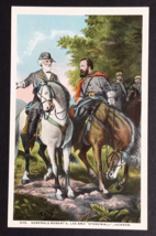 Civil War Generals Robert E Lee &amp; Stonewall Jackson Horses VA UNP Postca... - £12.01 GBP