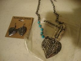 Silver Heart - Cross Necklace and Earring set image 2