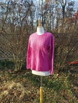 Retro/Vintage Talbots wool cable knit pink sweater made in Italy petites S - £18.82 GBP