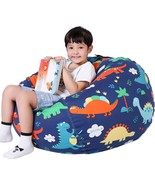 Stuffed Animal Storage Bean Bag Dinosaur Chair Cover Kids Zipper Toys Pl... - $30.35