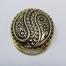 Vintage Scarf Clip Gold and Black Lapel Pin Made in West Germany Ornate ... - $12.82