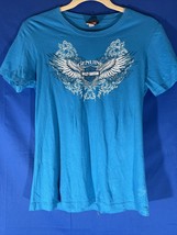 Genuine Harley Davidson Womens T Shirt Short Sleeve Graphics Blue Size L - £13.97 GBP