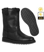 Mens Black Real Leather Work Boots Oil Resistant Wedge Sole Soft Toe Botas - £51.95 GBP