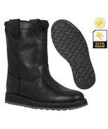 Mens Black Real Leather Work Boots Oil Resistant Wedge Sole Soft Toe Botas - €60,79 EUR