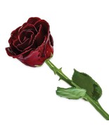 Lacquered Burgundy Natural Rose with Leaves &amp; Stem - $115.99