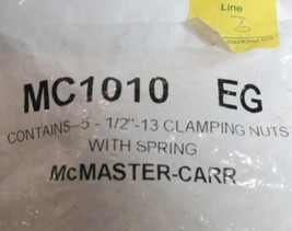 New Bag of 5 McMaster-Carr MC1010 EG 1/2&quot; - 13 Clamping Nuts With Springs - $7.91