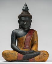 Antico Khmer Stile Seduta Legno Statua di Buddha Meditazione Mudra - 71c... - $1,448.98