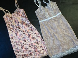 Victoria&#39;s Secret 34B S SLIP DRESS lot Orange blue floral satin beige Wh... - $197.99