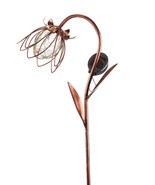 Solar Flower Design Garden Stake Metal Double Pronged 32&quot; High Copper Fi... - £69.00 GBP