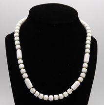 Vintage White Cabochon Bead &amp; Gold Accent Tone Necklace 19" - $10.00
