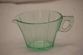 Old Vintage 1930s Art Deco Green Depression Glass Milk Creamer w Ribbed Sides - £11.86 GBP