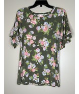 NWOT Matilda Jane Let&#39;s Go Together Top Green Peach Floral Ruffle Sleeve... - $19.95