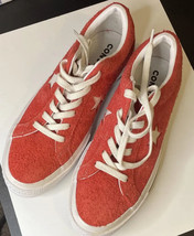 Converse All Star Red white suede leather chuck Taylor woman&#39;s  size 5 1/2 - $54.95