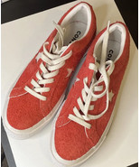 Converse All Star Red white suede leather chuck Taylor woman&#39;s  size 5 1/2 - £43.03 GBP