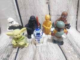 Disney Star Wars 2008 Lucas Film 7 Figures Plastic Toy Set &amp; Bag - GUC - £15.30 GBP