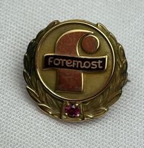 Vintage Foremost Gold Tone Award Pin Monarch GF Pink Rhinestone - $28.45