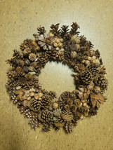 14&quot; Fall Christmas Wreath Pine Cones Pretty Holiday Festive - £19.97 GBP
