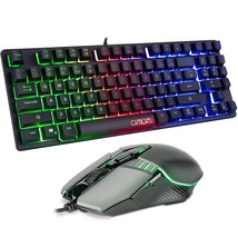 Gaming LED Keyboard and Mouse Combo,Compact 89 Keys with Numbric Tenkeys Pad,Rai - £36.75 GBP