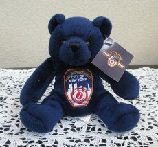 Fire Department of New York  Plush 6&quot; Bear 2002 Blue With Original Tags - £10.11 GBP