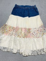 Amy Byer Boho Skirt Girls Size 16 Upper Demin Layered Lace Mix Ruffled Patchwork - £15.94 GBP