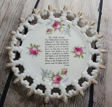 Lefton China Reticulated Hand Painted Collector Plate 6348 The Lord&#39;s Prayer 8&quot; - £5.93 GBP