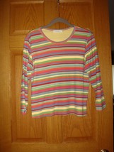 FRESH PRODUCE Top M Yellow Boatstripe 3/4 Sleeve Top - £10.26 GBP