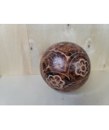 Vintage Ceramic Ball Orb Carved Design Hand Made  Shades of Browns 4.5 I... - £15.56 GBP