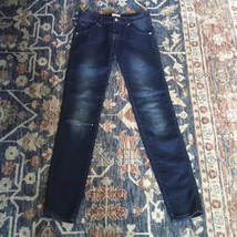 HUDSON Jeans Stretch Skinny Blue Denim Low Rise Distressed Logo Pockets Girls 12 - £30.46 GBP