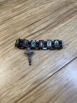 Magnetic Hematite Religious Bracelet Jesus Mary Hanging Cross Crucifix KG - $14.85