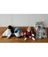Vtg 4 McDonald&#39;s TY Teenie Beanie Babies 1993+1999 Penquin Blue Jay Monk... - $6.80