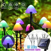10Led Solar Mushroom String Fairy Light Outdoor Waterproof Garden Patio Decor Us - £23.97 GBP