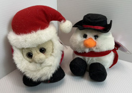 Lot Of Two New puffkins Swifco Santa &amp; Snowman Christmas Plush Stuffed Animal - £9.02 GBP