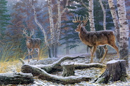 Giclee Oil Painting Decor Winter forest deer LandscapeHD - £7.54 GBP+