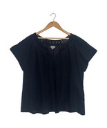 J Jill Top Womens 2X Black Gauzy Crochet Trim Boho Flowy Beach Cottage C... - $24.74