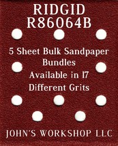 RIDGID R86064B - 1/4 Sheet - 17 Grits - No-Slip - 5 Sandpaper Bulk Bundles - $4.99