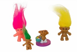 Russ Berrie Troll vtg toy Good Luck figures mixed lot 4 easter basket naked nude - $19.69