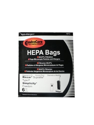 Primary image for 6 Riccar HEPA Type F Vacuum Bags, Simplicity, Freedom, Supralite, Canister Vacuu