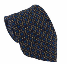 Barneys New York Men&#39;s Silk Neck Tie Necktie Gold Blue Gouda Made In Italy - $18.50