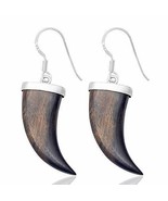 Artisan Crafted Sterling Silver Ebony Wood Tiger Claw Jewelry Earrings - £13.09 GBP