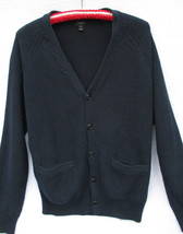 J.Crew Mens Cotton Waffle-Stitch Blue Sweater with Front Pockets Size Me... - $33.24