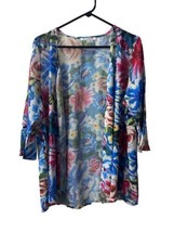 North Style Kimono Jacket Womens  Large Floral Light Weight 3/4 Sleep Op... - $14.73