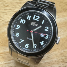 Lacoste Quartz Watch Men 50m Silver Black Steel Date Analog New Battery - $37.99