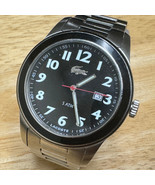 Lacoste Quartz Watch Men 50m Silver Black Steel Date Analog New Battery - £29.88 GBP
