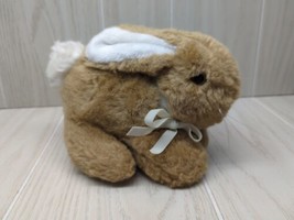 Eden vintage plush brown bunny rabbit white ears tail sating bow Baby safe Korea - $10.39