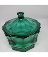 Vintage - Indiana Glass Company  Emerald Green, Teal - Octagon Candy Dis... - $35.19 CAD